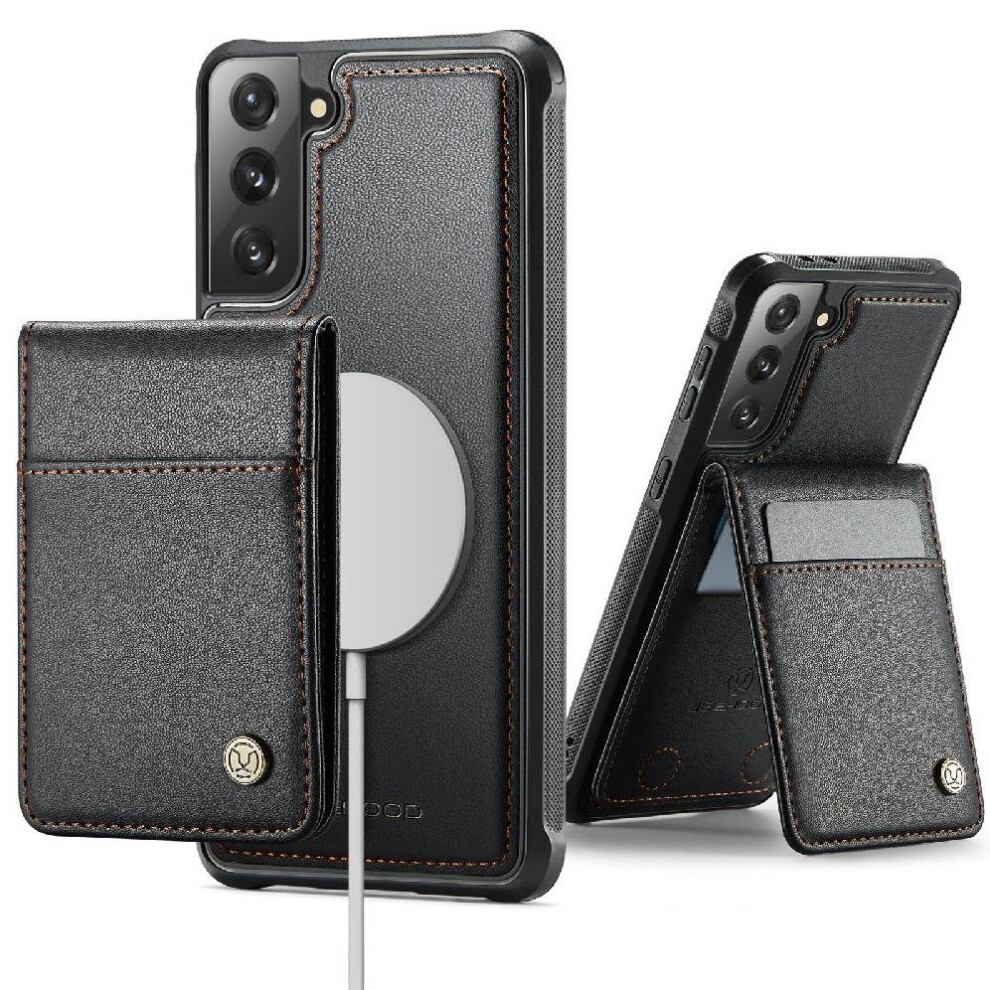 (Black) Case For Samsung Galaxy S21 Rfid Cardsllots Stand Wireless Charging Black 764549531448