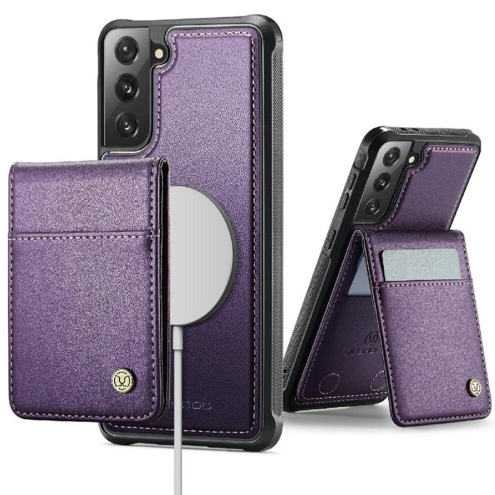 (Purple) Case For Samsung Galaxy S21 Rfid Cardsllots Stand Wireless Charging Purple 764549531417