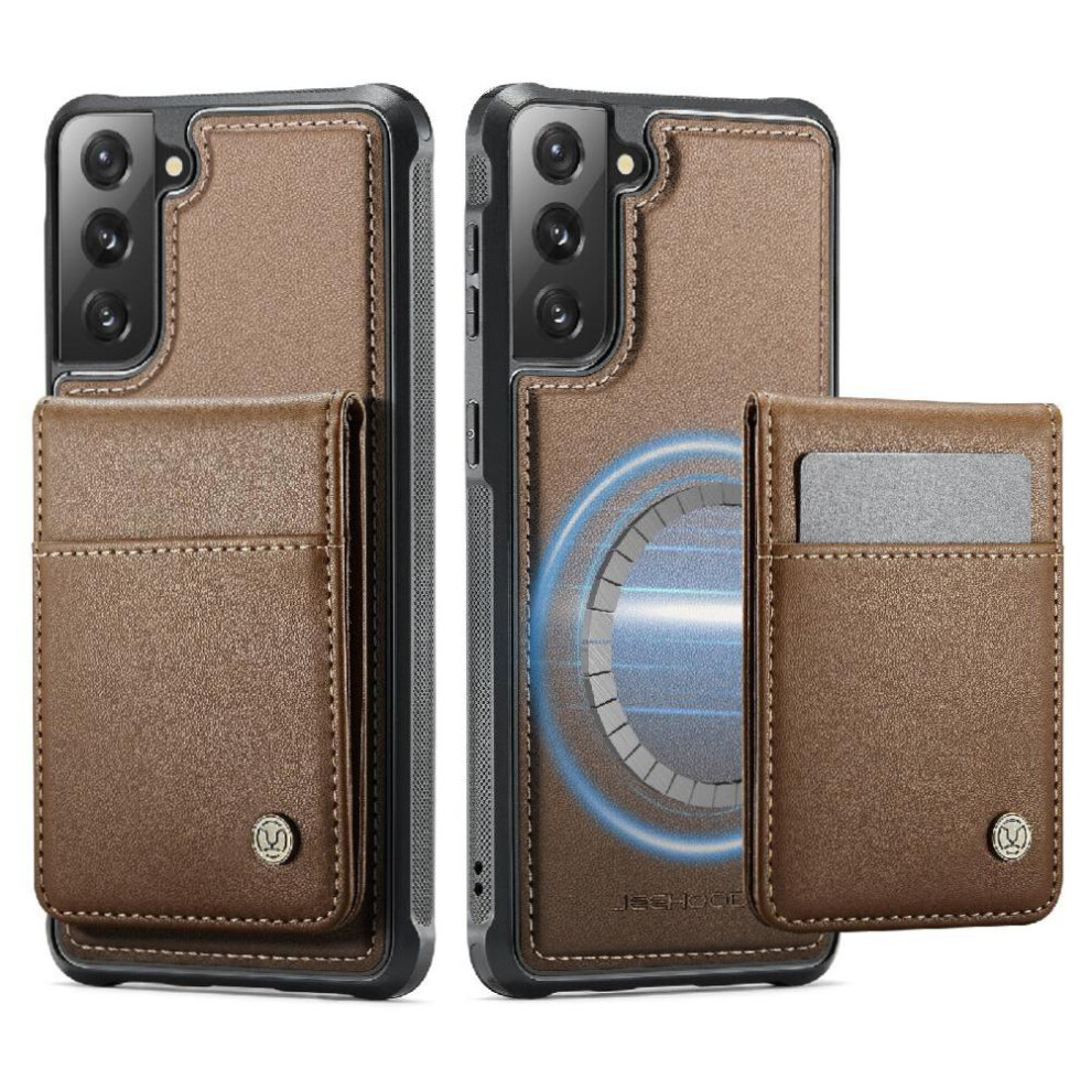 (Brown) Case For Samsung Galaxy S21 Rfid Cardsllots Stand Wireless Charging Brown 764549531424