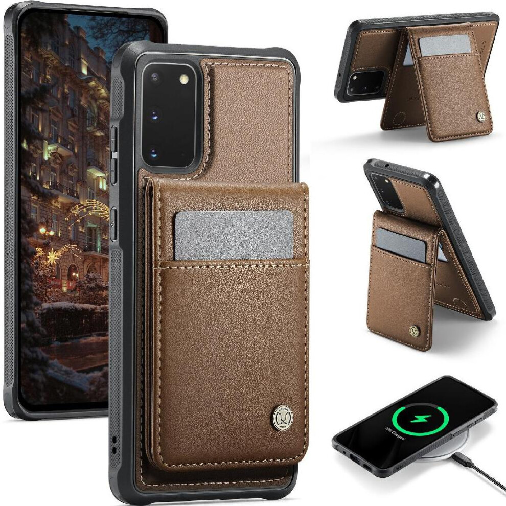 (Brown) Case For Samsung Galaxy S20 Fe Wireless Charging Stand Rfid Cardsllots Brown 764549531578
