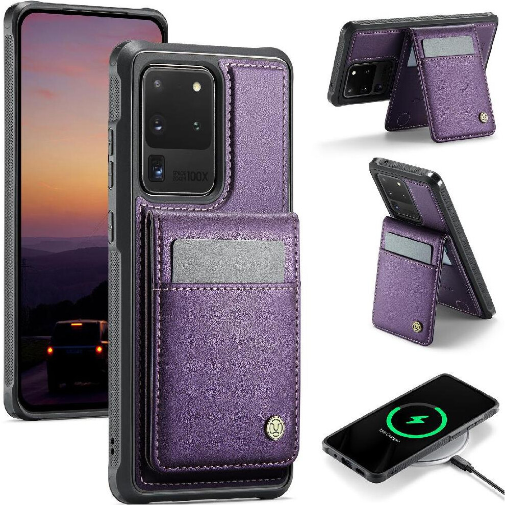 (Purple) Case For Samsung Galaxy S20 Ultra Rfid Stand Cardsllots Wireless Charging Purple 764549531677