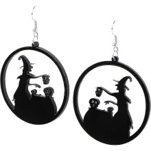 (As show, One size) 3PCS Halloween Earrings The Witch Dark Gothic Acrylic Dangle Earrings