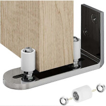 (As show, One size) Adjustable Floor Guide Wall/Door Lower Guide for Sliding Wooden Door, Silver