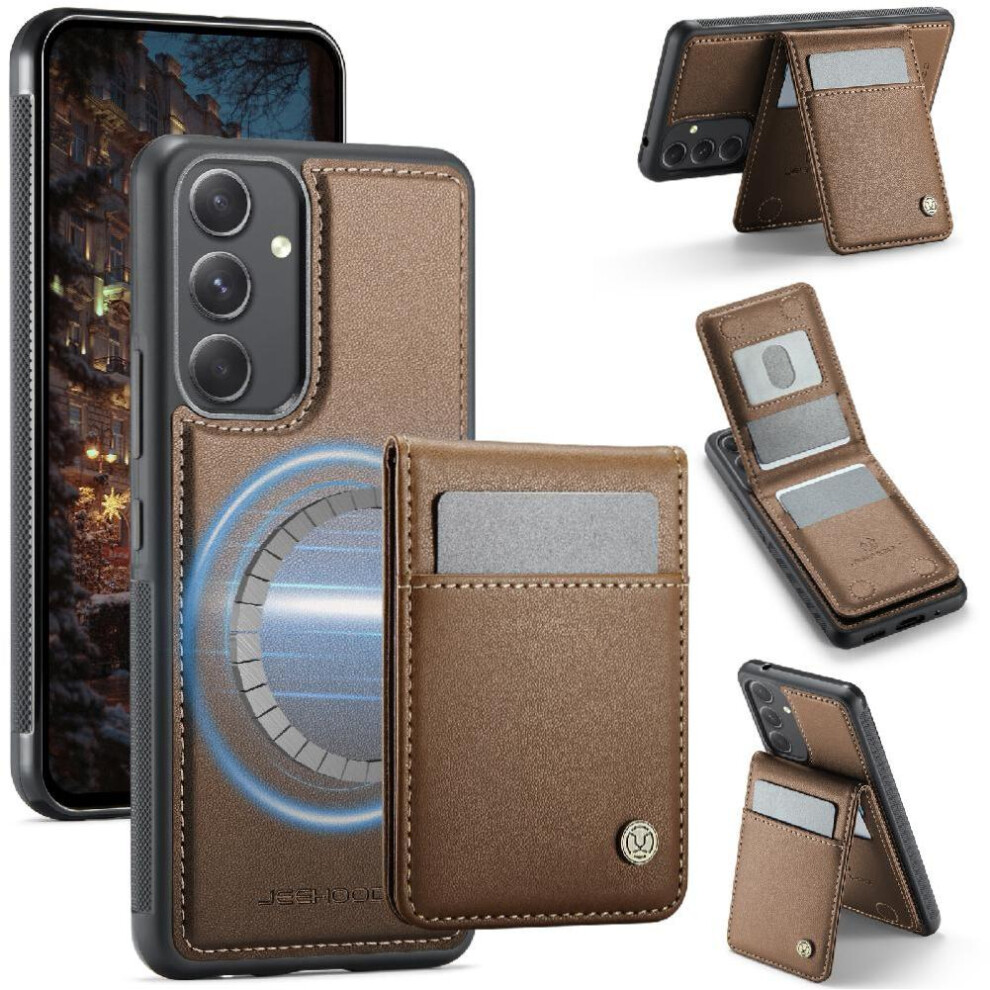(Brown) Case For Samsung Galaxy A54 5G Stand Cardsllots Rfid Wireless Charging Brown 764549533886