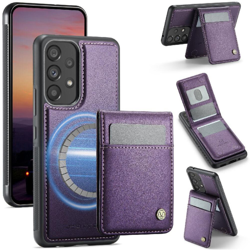 (Purple) Case For Samsung Galaxy A53 5G Wireless Charging Cardsllots Stand Rfid Purple 764549533923