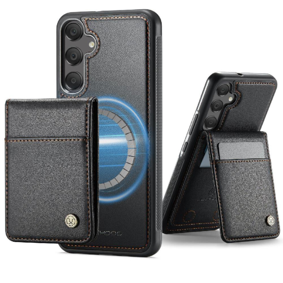 (Black) Case For Samsung Galaxy A35 Rfid Stand Wireless Charging Cardsllots Black 764549534050