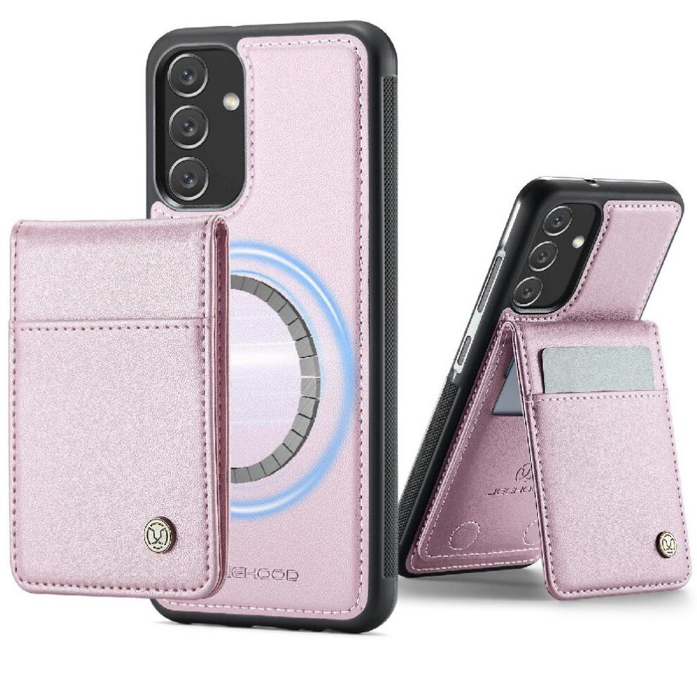 (Pink) Case For Samsung Galaxy A34 5G Cardsllots Wireless Charging Stand Rfid Pink 764549534067