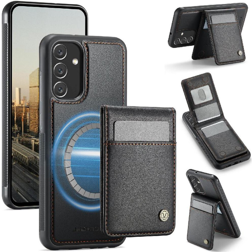 (Black) Case For Samsung Galaxy A34 5G Cardsllots Wireless Charging Stand Rfid Black 764549534104