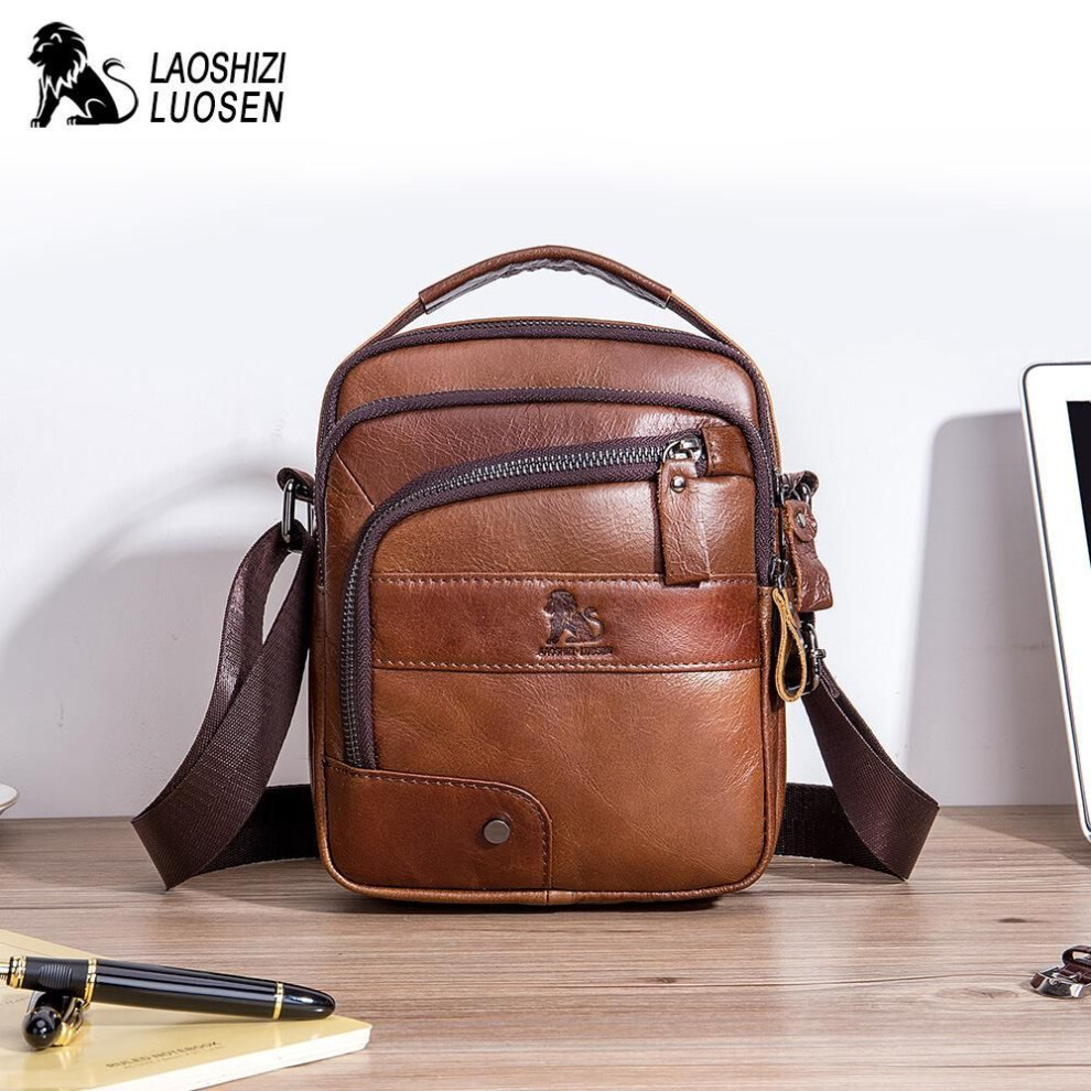 (brown) Laoshizi Bag Men Leather Men&apos;s Handbags Satchel Bag Leather Men&apos;s Shoudler Bag Messanger Bag Men&apos;s Crossbody Bags Desinger Bags