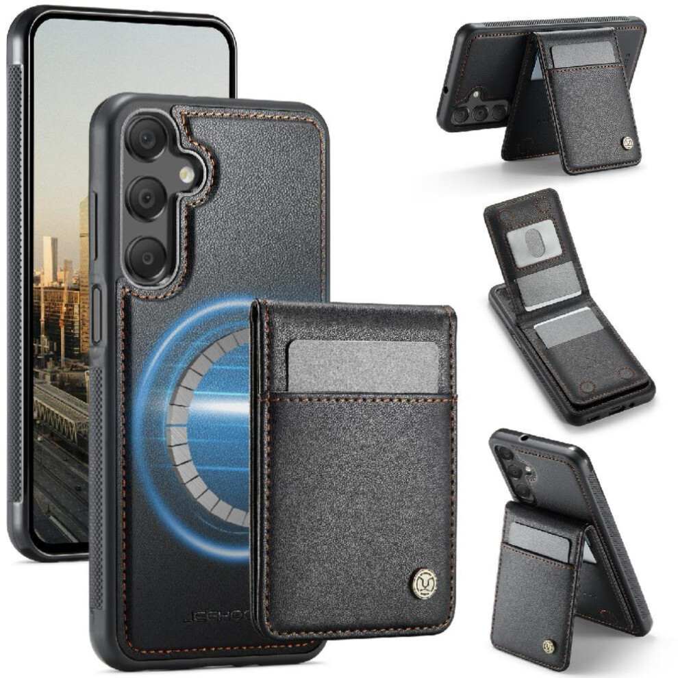 (Black) Case For Samsung Galaxy A16 Cardsllots Stand Rfid Wireless Charging Black 764549534258