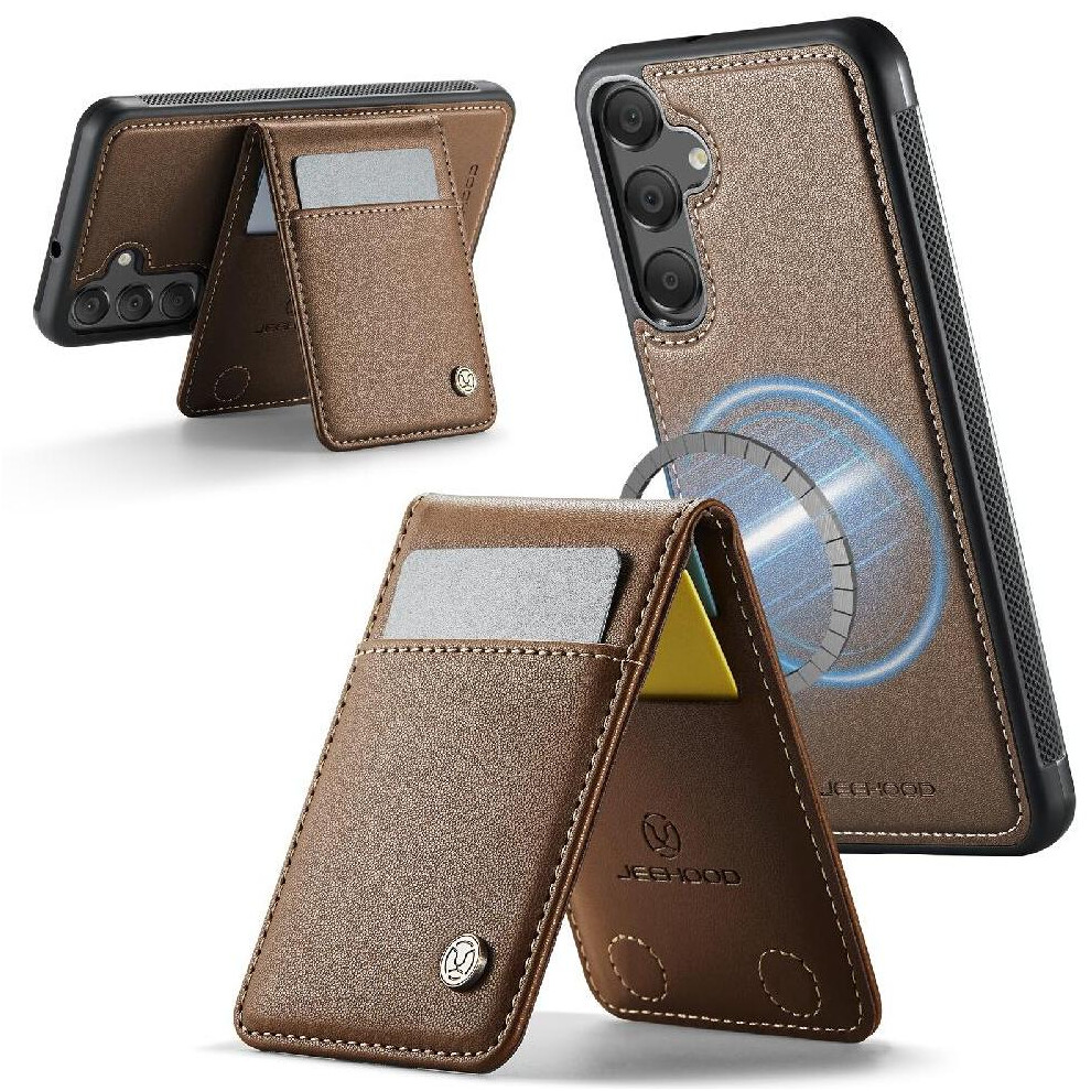 (Brown) Case For Samsung Galaxy A16 Cardsllots Stand Rfid Wireless Charging Brown 764549534234