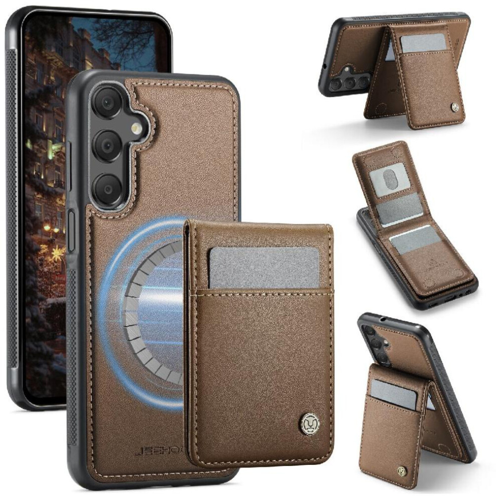 (Brown) Case For Samsung Galaxy A25 Stand Wireless Charging Cardsllots Rfid Brown 764549534289