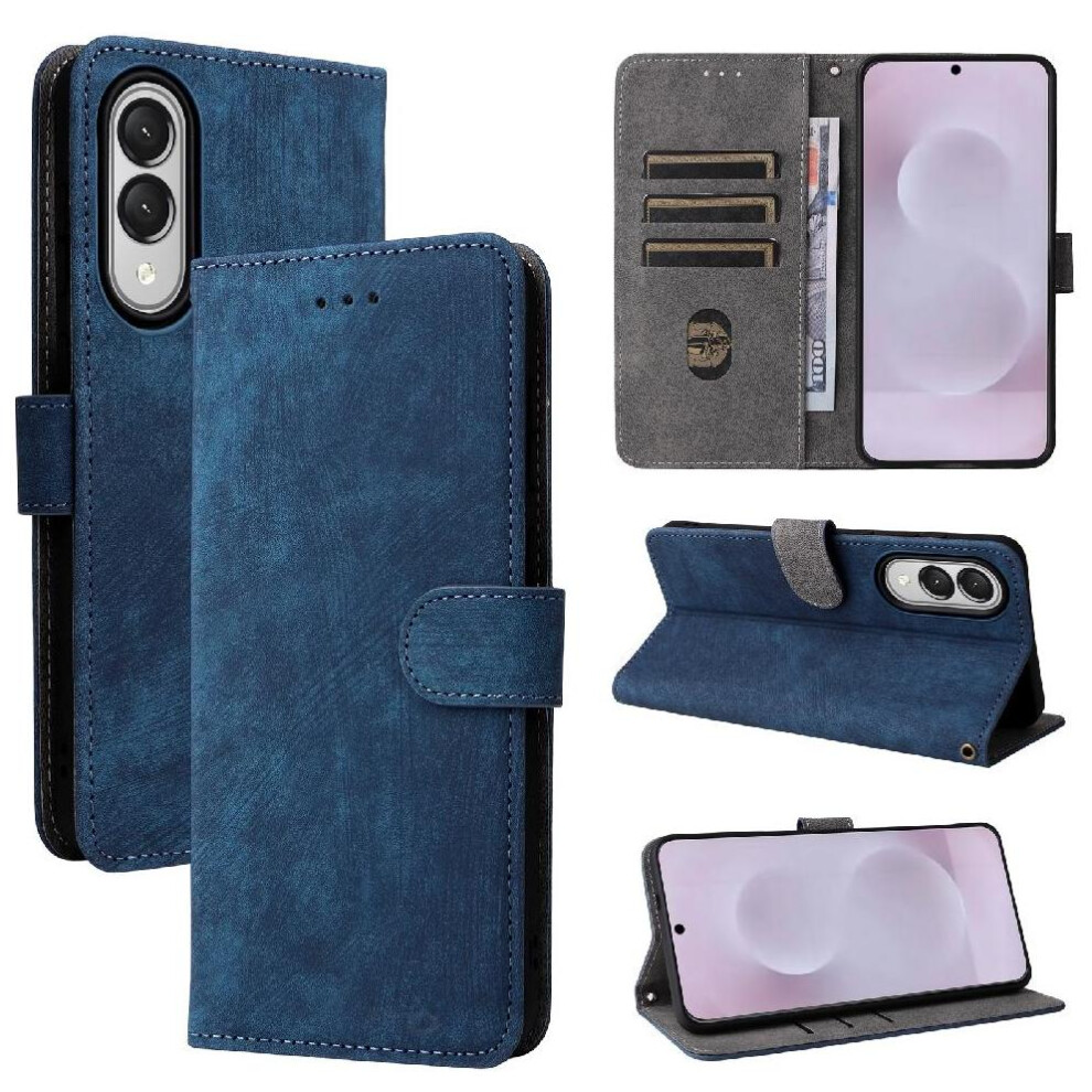 (Blue) Case For Samsung Galaxy S25 Edge Pu Leather Card Slots Cover Flip Folio Wallet Magnetic Closure Rfid Blocking Blue 764549536320