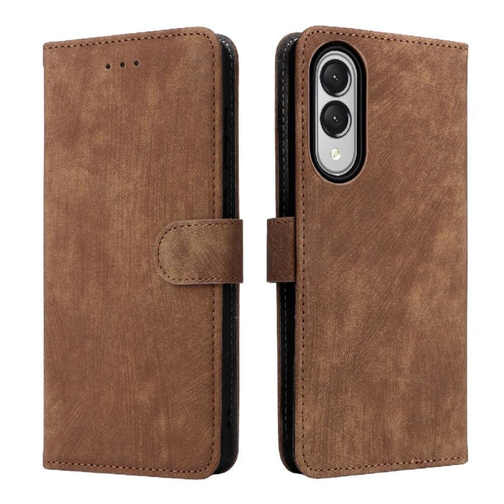 (Brown) Case For Samsung Galaxy S25 Edge Pu Leather Card Slots Cover Flip Folio Wallet Magnetic Closure Rfid Blocking Brown 764549536290