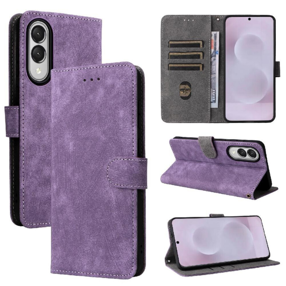 (Purple) Case For Samsung Galaxy S25 Edge Pu Leather Card Slots Cover Flip Folio Wallet Magnetic Closure Rfid Blocking Purple 764549536306