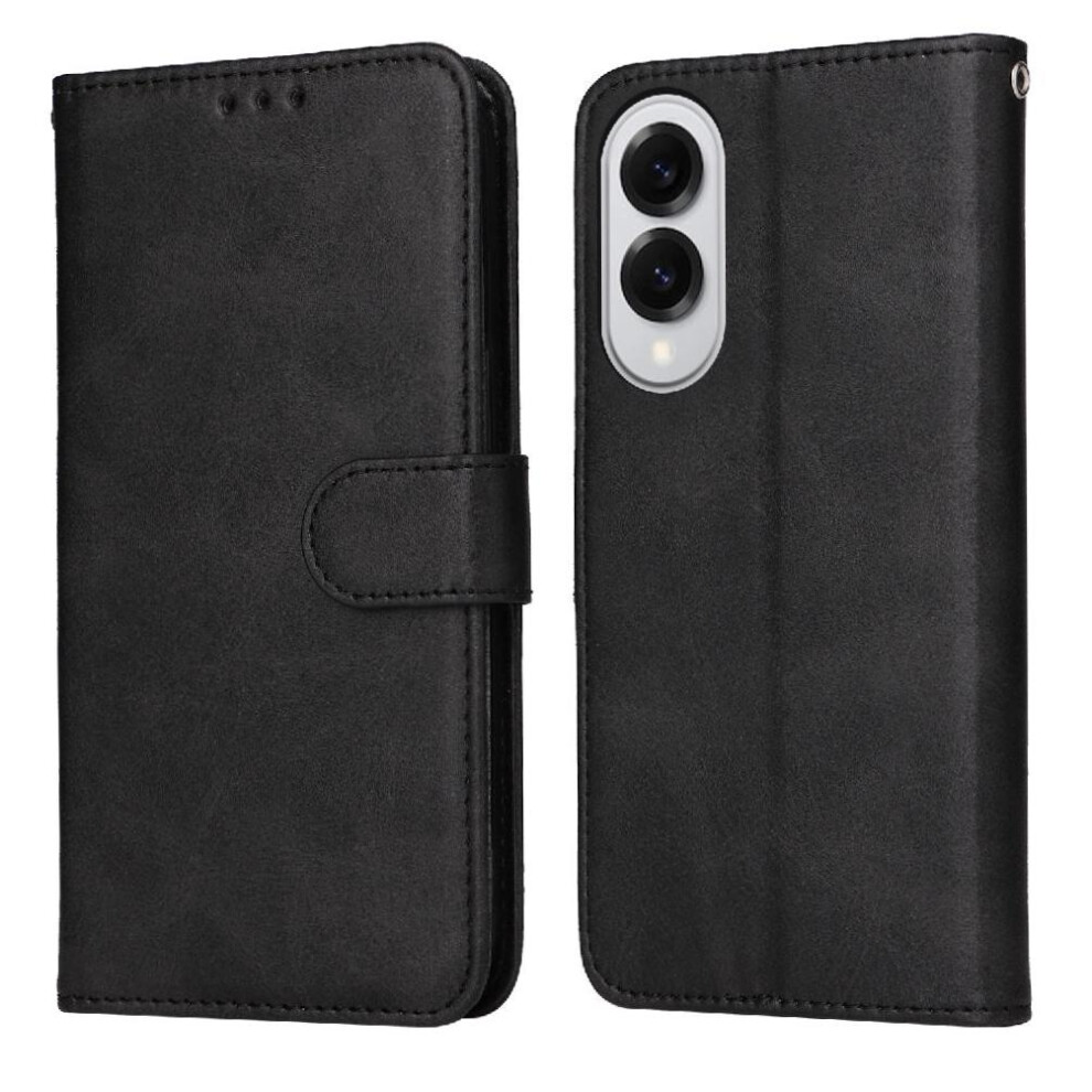 (Black) Flip Case For Samsung Galaxy S25 Edge Magnetic Closure Flip Cover Card Slots Precise Cutouts Black 764549536535