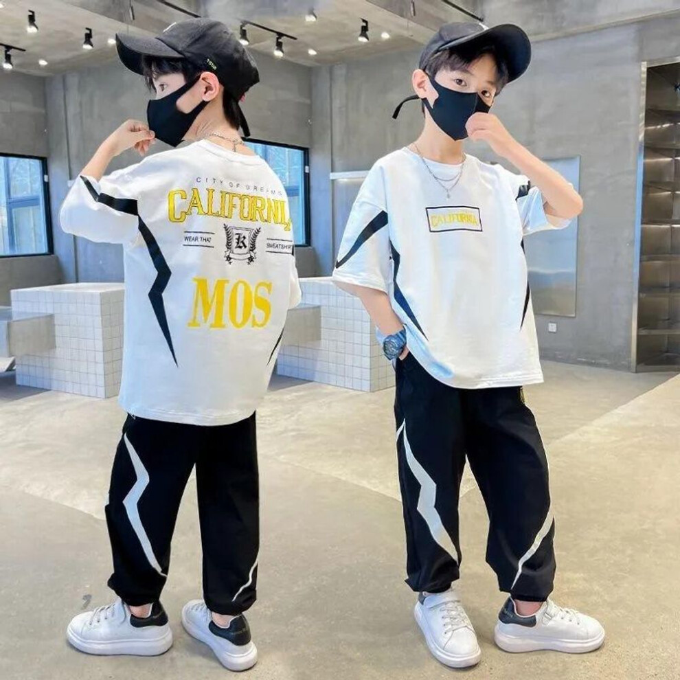 (white, 150) Children's Clothing Suit Boy Sports Fashion Short Sleeved Fashion Summer Spring