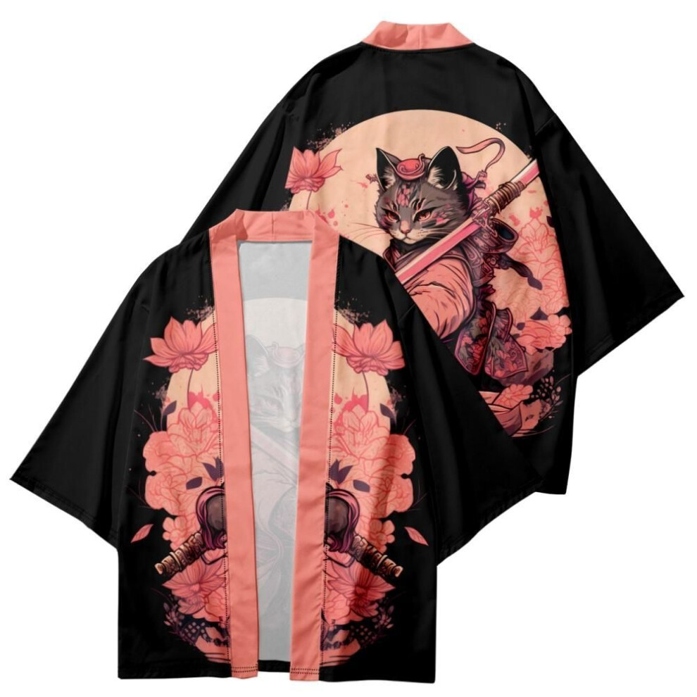 (as the picture, XS) Vintage Japanese Samurai Print Kimono Streetwear Men Women Cardigan Haori Harajuku Traditional Beach Yukata Plus Size