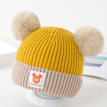(yellow) Baby Hat Autumn and Winter Baby Woolen Hat Double Layer 1-3 Year Old Children's Boys and Girls' Knitted Hat Children's Adult Hat