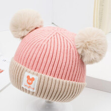 (pink) Baby Hat Autumn and Winter Baby Woolen Hat Double Layer 1-3 Year Old Children's Boys and Girls' Knitted Hat Children's Adult Hat