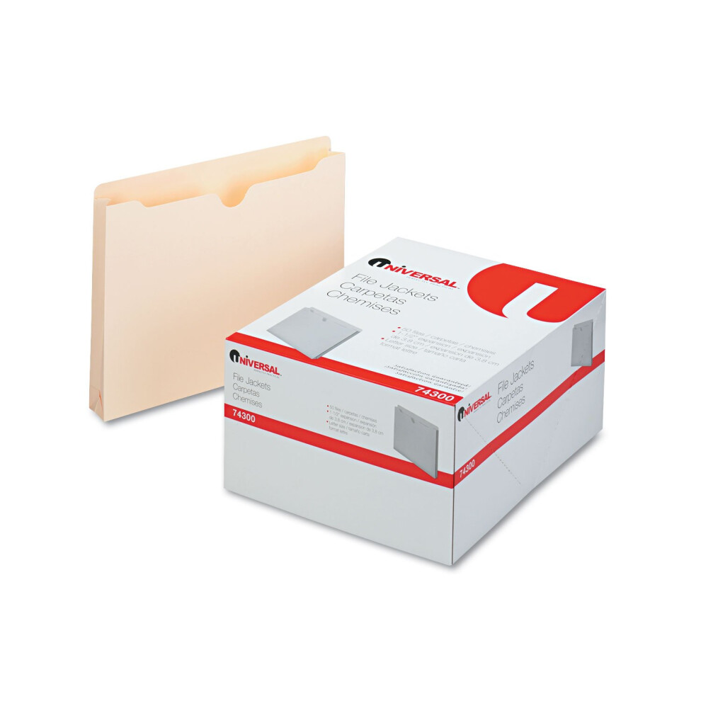 Universal UNV74300T Economical File Jackets with Straight Tab - Letter Size  Manila 50/Box
