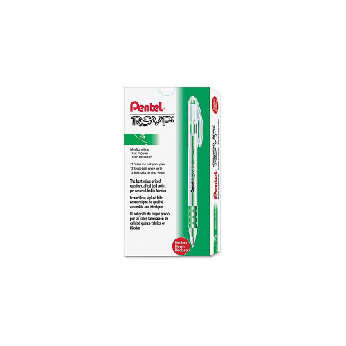Pentel Στυλό Ballpoint Pentel R.S.V.P. Μedium, Πράσινο Μελάνι (BK91-D) 12 Τεμάχια 2