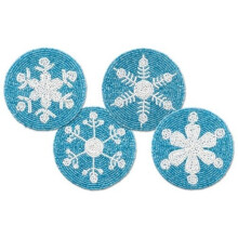 Lot de 4 sous-verres en perles en forme de flocon de neige #76-240