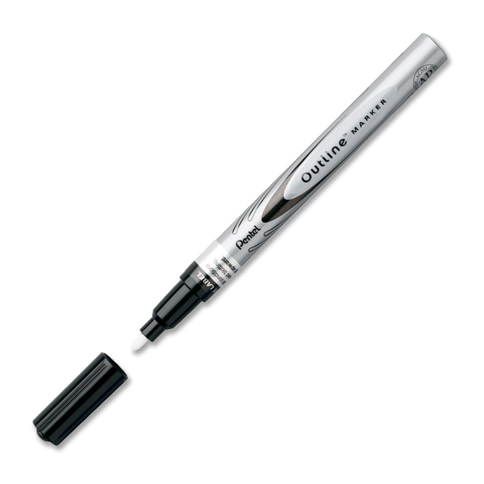 Pentel Arts Outline Marker  Silver Ink Outlined in Black Ink  1 Pack (