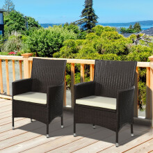 Outsunny 2-Piece Outdoor Rattan Armchair Set - Deep Coffee, Galvanised Frame, 5cm Cushions, 120kg Load, 861-004