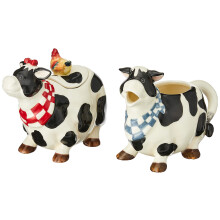 Appletree Design Barn Yard Cow Sugar and Creamer Set 4-3/8-tommer 4-1/2-tommer