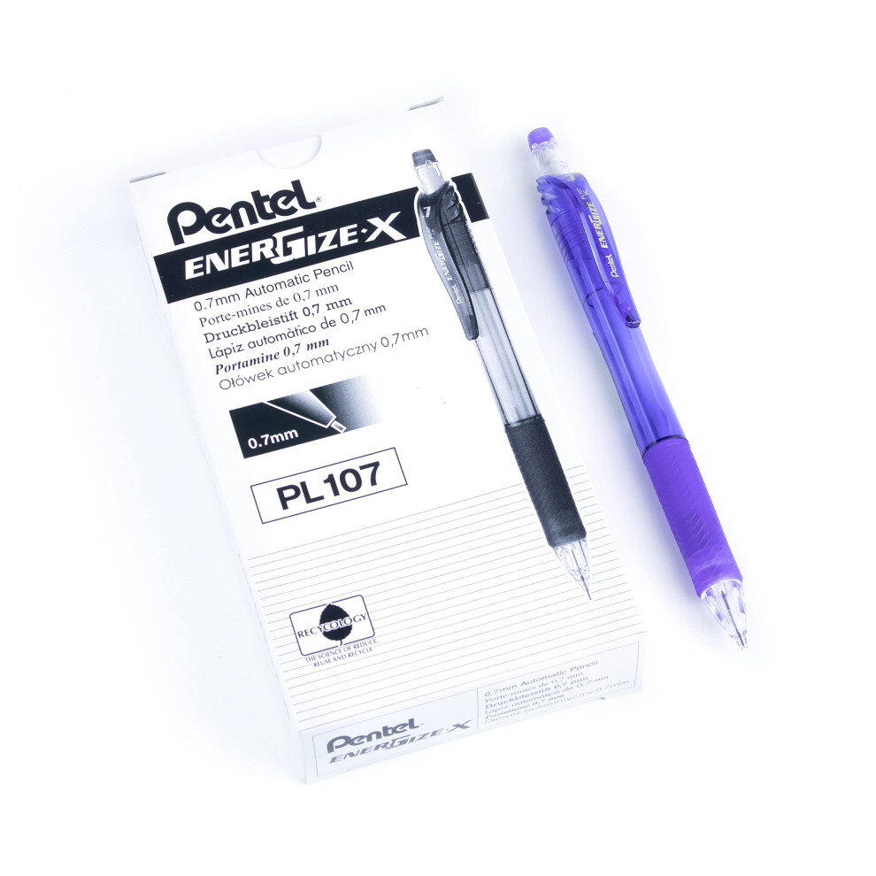 Pentel Energize-X Mechanical Pencil (0.7Mm) Violet Barrel Box Of 12 (Pl107v)