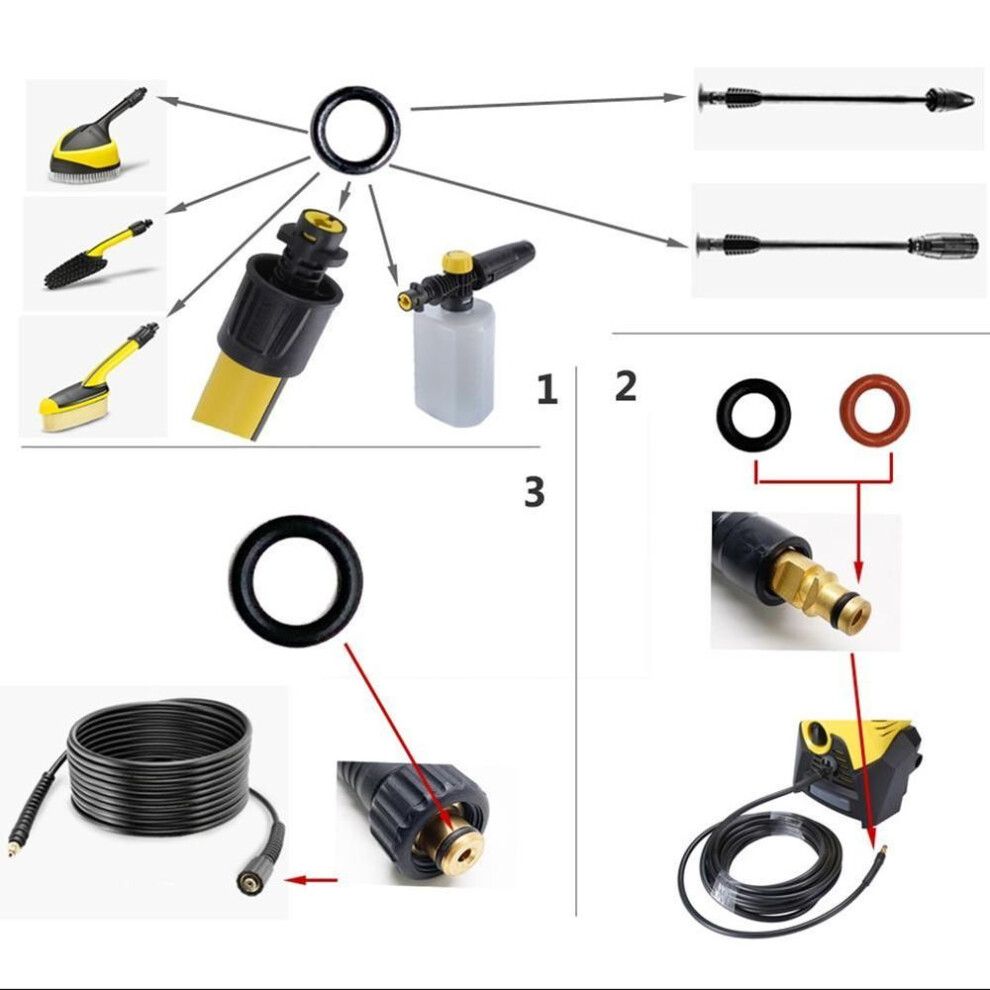Pressure Washer O-ring Nozzle Kit Large/medium/small Washer