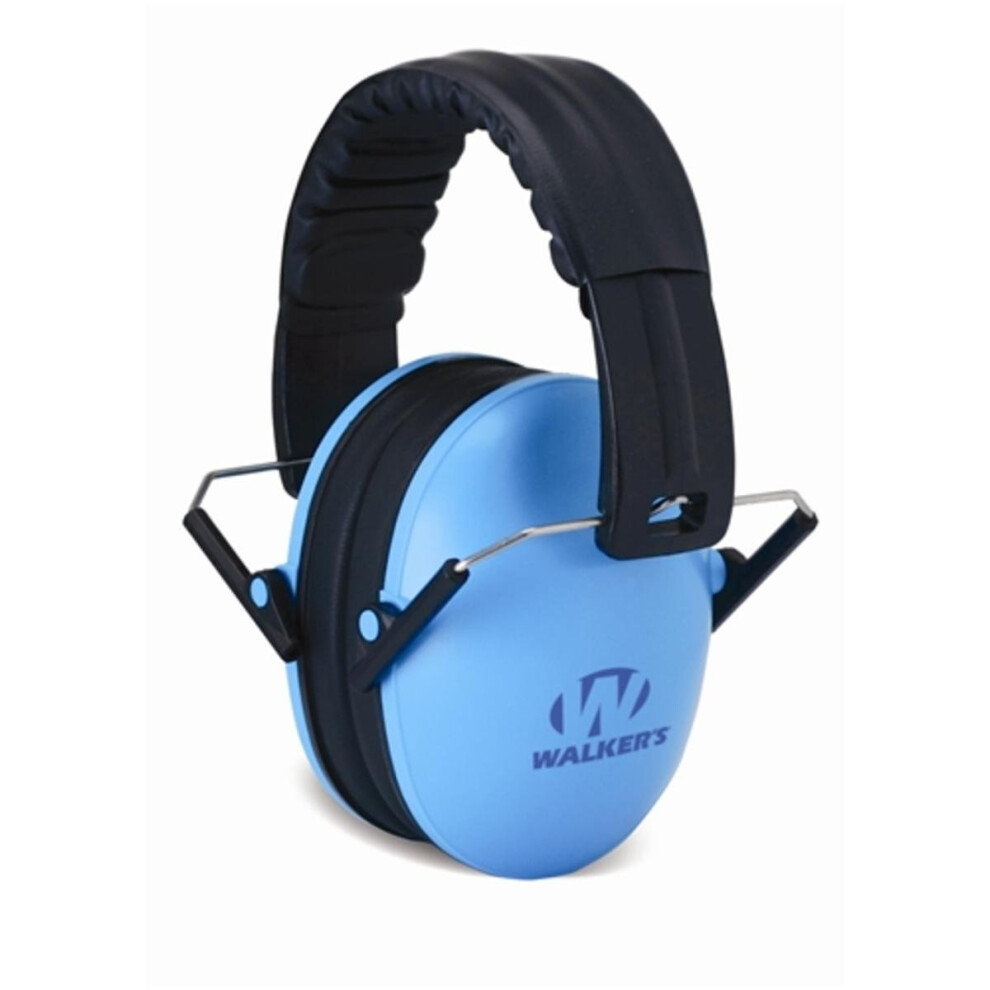 Walker's Youth Childrens Low Profile Lightweight Padded Headband Adjustable Folding Noise-Reducing Hearing Protection Earmuffs  Blue  Small