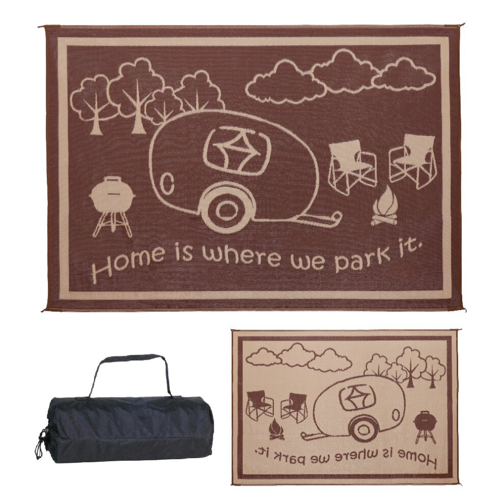 Tapis de camping r   versible    l   gant pour camping-car Mings Mark RH8117 8 x 11 MarronBeige
