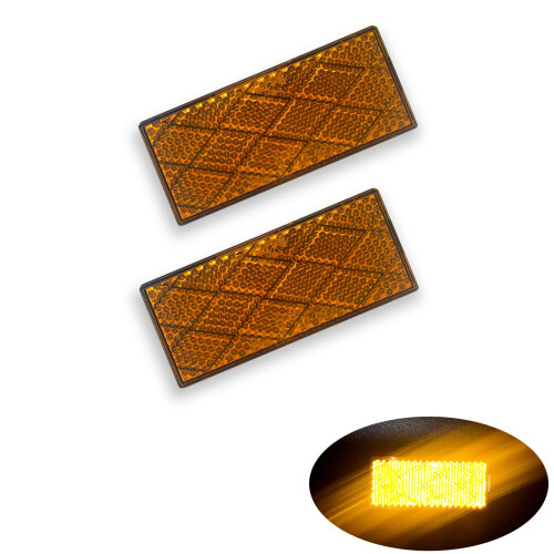 WELNENT E-Mark DOT CCC 2pcs Rectangle Reflector Self Adhesive Stick on