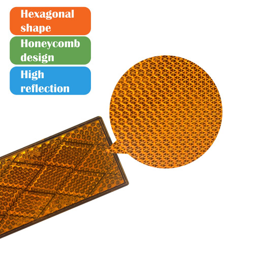 WELNENT E-Mark DOT CCC 2pcs Rectangle Reflector Self Adhesive Stick on 2