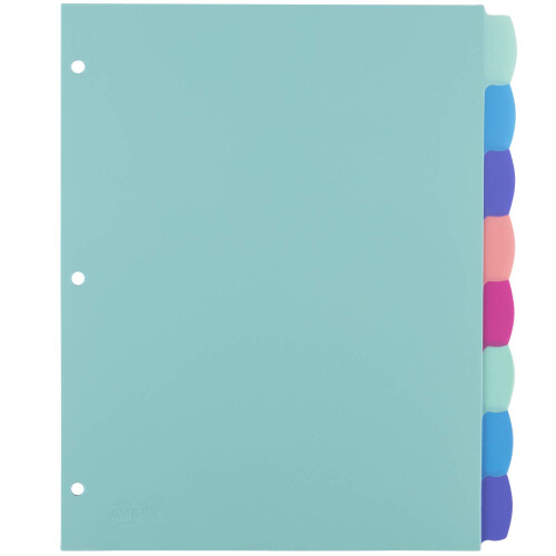 Avery Durable Plastic 8-Tab Write & Erase Big Tab Dividers for 3 Ring 2