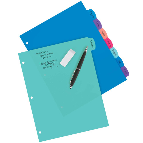 Avery Durable Plastic 8-Tab Write & Erase Big Tab Dividers for 3 Ring 1