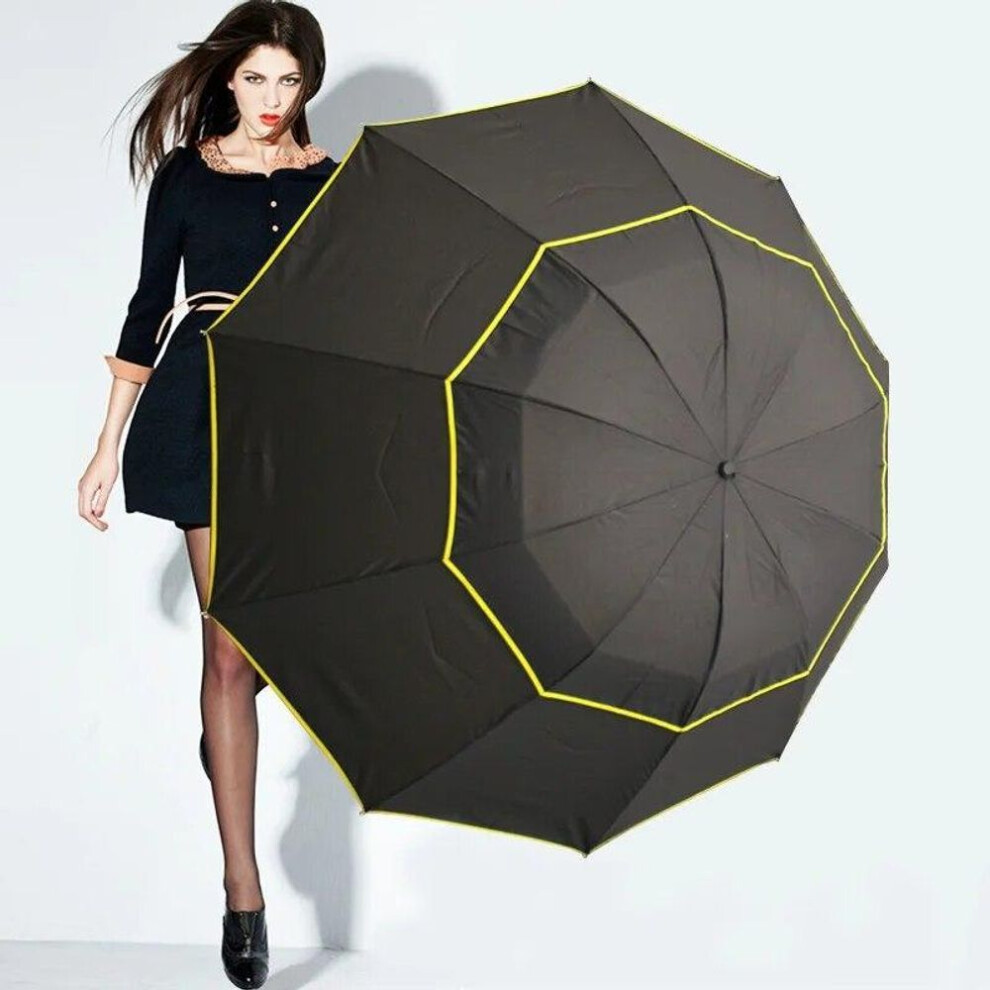 (black) Large Umbrella Men&apos;s Women&apos;s Sun Protection Waterproof Outdoor Raincoat Sunshade Umbrella 130 Cm Large Top Quality Men&apos;s Gift Large Win