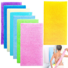 Serviette de bain exfoliante en Nylon, 8 pices, 35 pouces, serviette de bain pour la peau, gant de douche, purateur corporel, Loofah pour femme