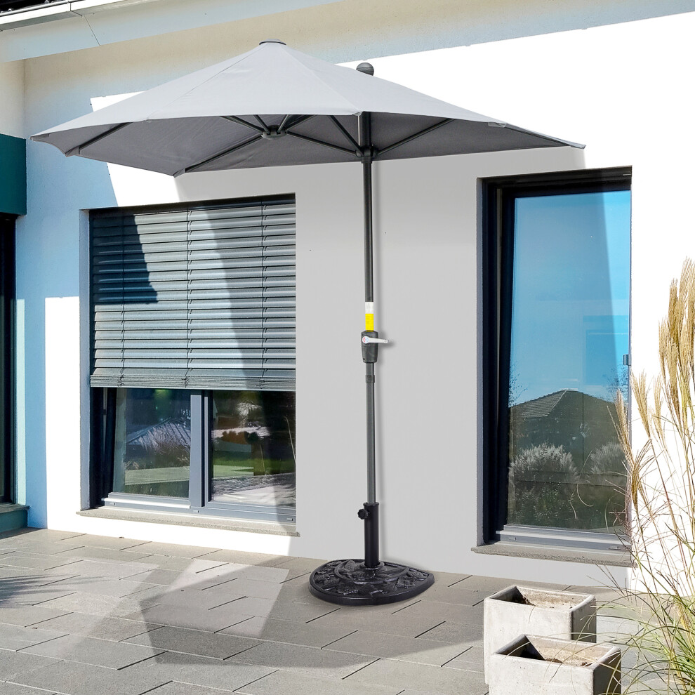 Outsunny 9kg Half Round Parasol Umbrella Base Resin Outdoor Garden Furniture