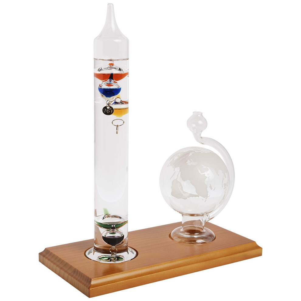 Acurite 00795A2 Galileo Thermometer Met Glazen Bol Barometer Barometerset Glas/Hout 3-image