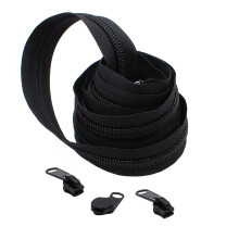 Cadena de Zíper YKK 3 Jardas YKK #10 Nylon Preto (3 Jardas/pack e 3 Deslizadores Longos)