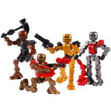 Zing Klikbot conjunto completo de 4 figuras de ao articuladas com armas translcidas criam animao stop motion para maiores de 6 anos (viles