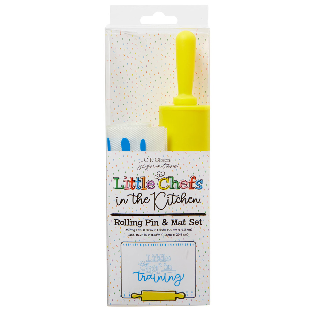 CR Gibson Kids in The Kitchen Silicone Mat and Rolling Pin for Children  Multicolor