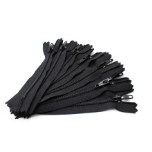 YKK 8 """" Zipper din nylon Zippers fabricate n SUA ~ fund nchis ~ 580 negru (10 fermoare/pachet)