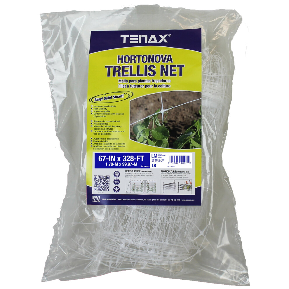 Tenax Hortonova Plant Trellis Net Lm 67"" x 328' White