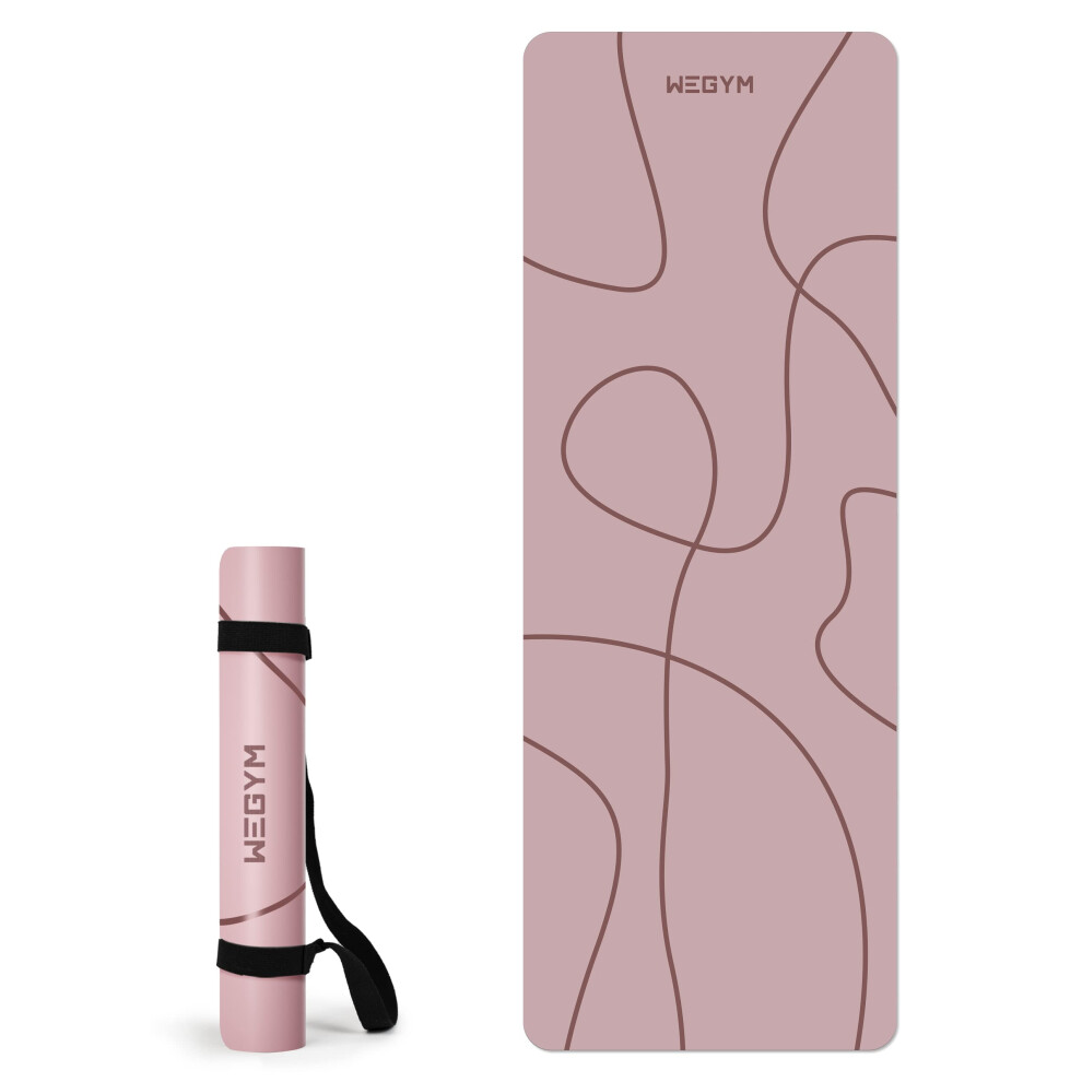 WEGYM Women's Yoga Mat 4 mm Large Exercise Mat for Home Workout Hot Yoga Rose Blush