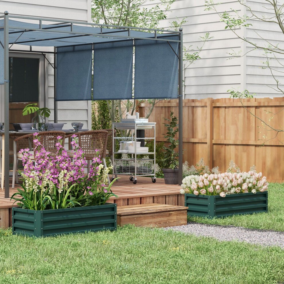 Outsunny Set of 2 Raised Garden Bed, 110 x 50 x 30 cm, Green | Outdoor Planter Box, Galvanised Steel Frame, Open Bottom, for Growing Vegetables, Flowers and Herbs - Image 4