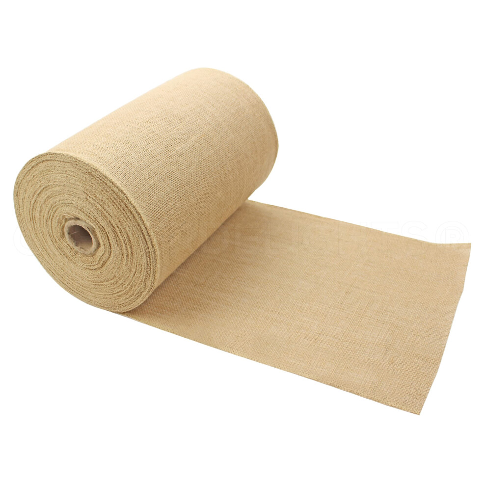 Rouleau de toile de jute de qualit    sup   rieure CleverDelights de 12 po - 50 m   tres - Finition anti-effilochage